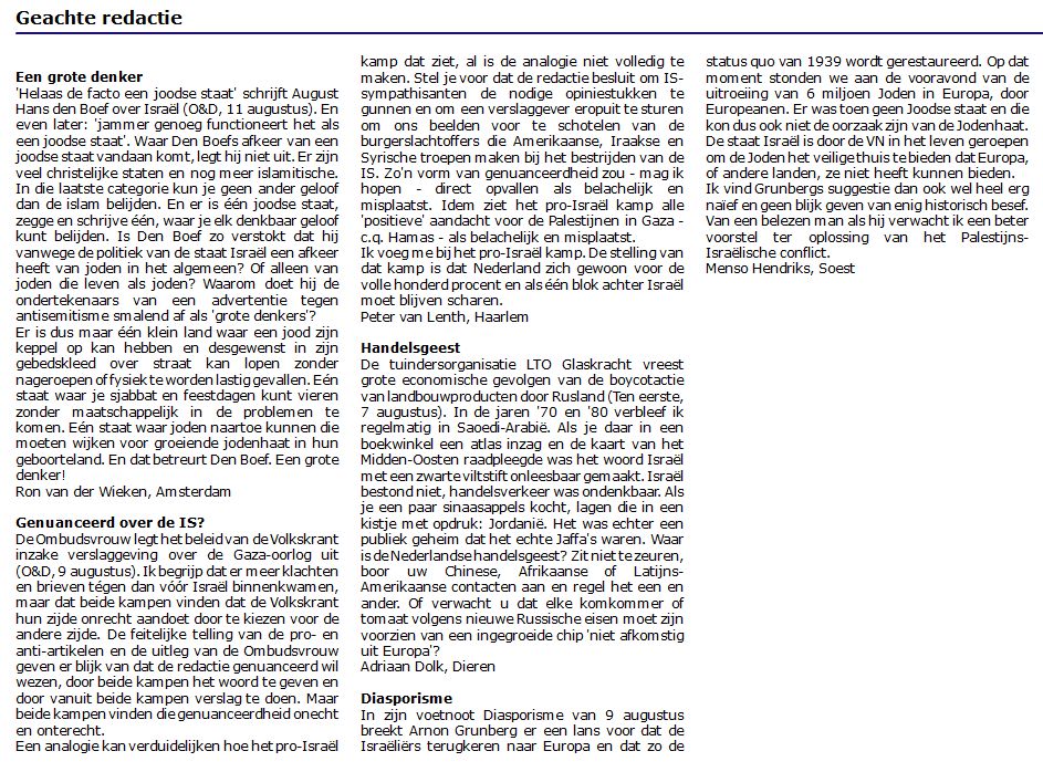 geachte redactie