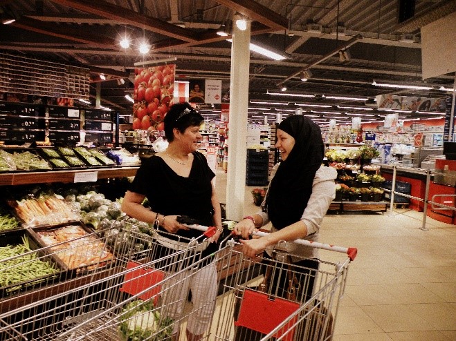 Praatje in supermarkt