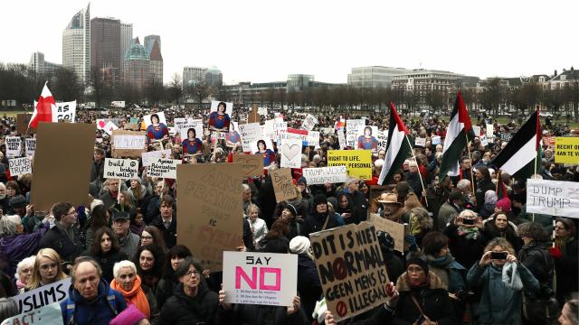 Demonstratie tegen Trump